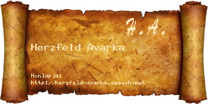 Herzfeld Avarka névjegykártya